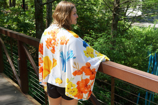 Large Cooling Shawl - Bright Flowers (70"x30")