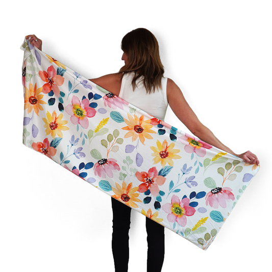 Large Cooling Shawl - Watercolor Flower (70"x30")