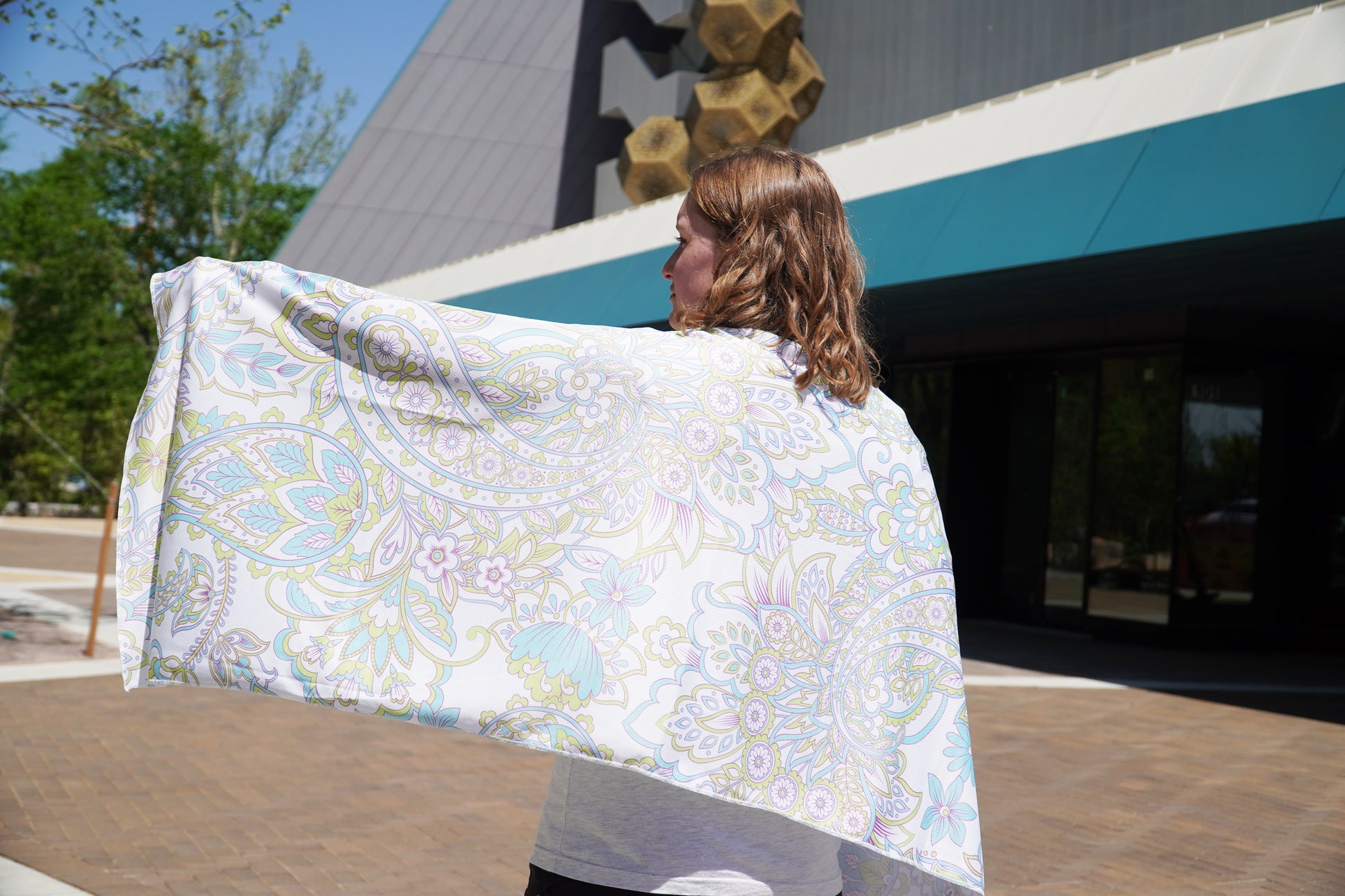 Large Cooling Shawl - Muted Paisley (60"x24")