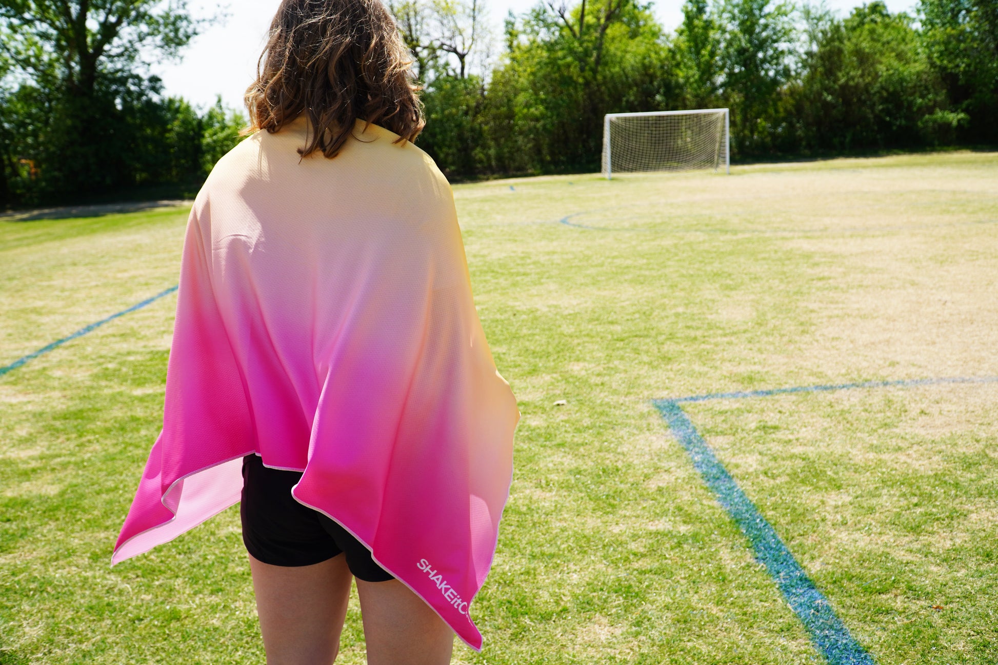 Large Cooling Shawl - Pink Orange Ombre (60"x24")