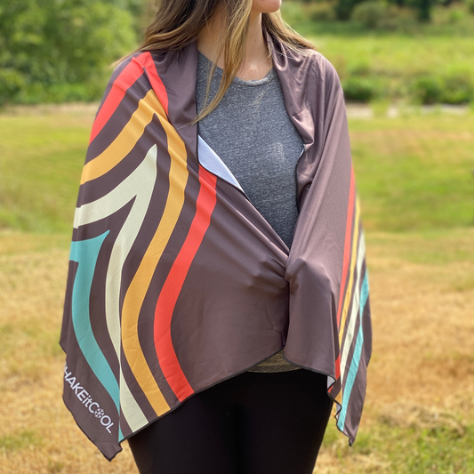 Large Cooling Shawl - Retro Wave (70"x30")