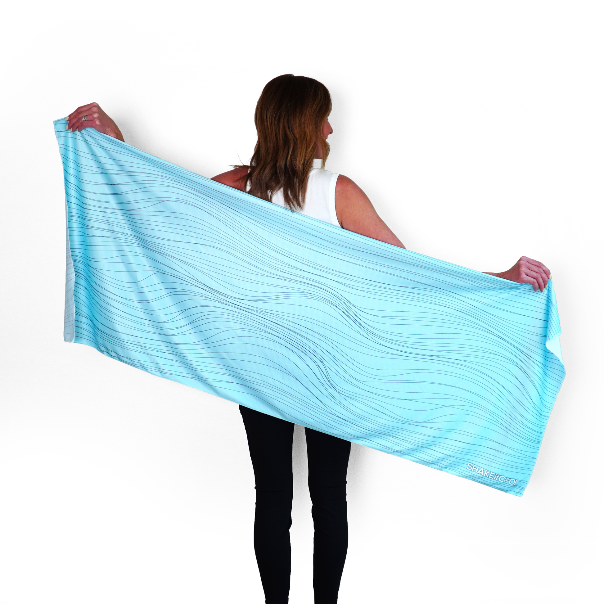 Large Cooling Shawl - Blue Wave (60"x24")