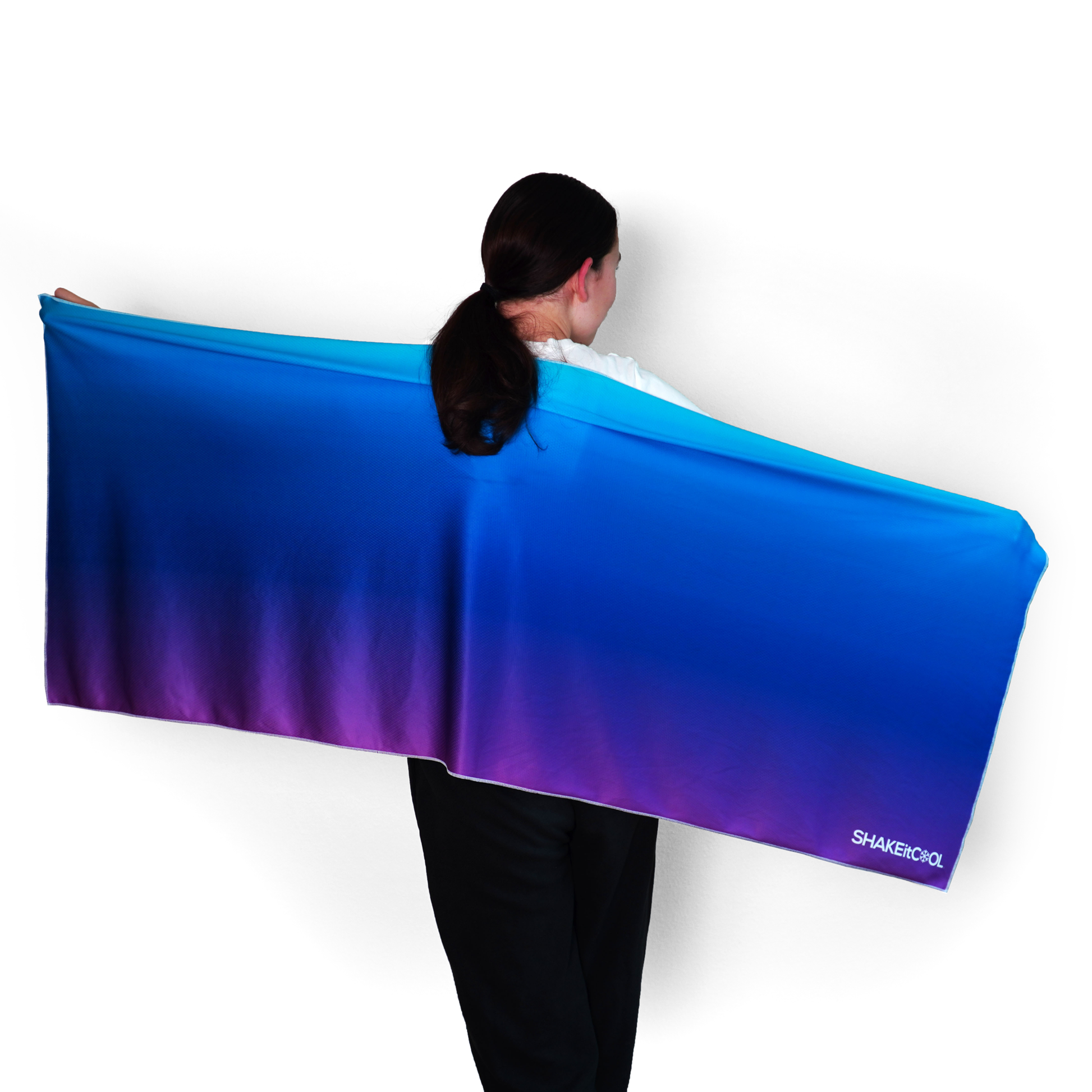 Large Cooling Shawl (60"x24") - Blue Purple Ombre