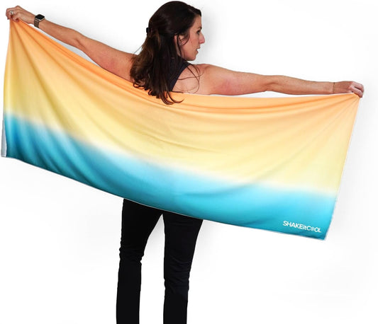 Large Cooling Shawl - Blue to Yellow Ombre (70"x30")