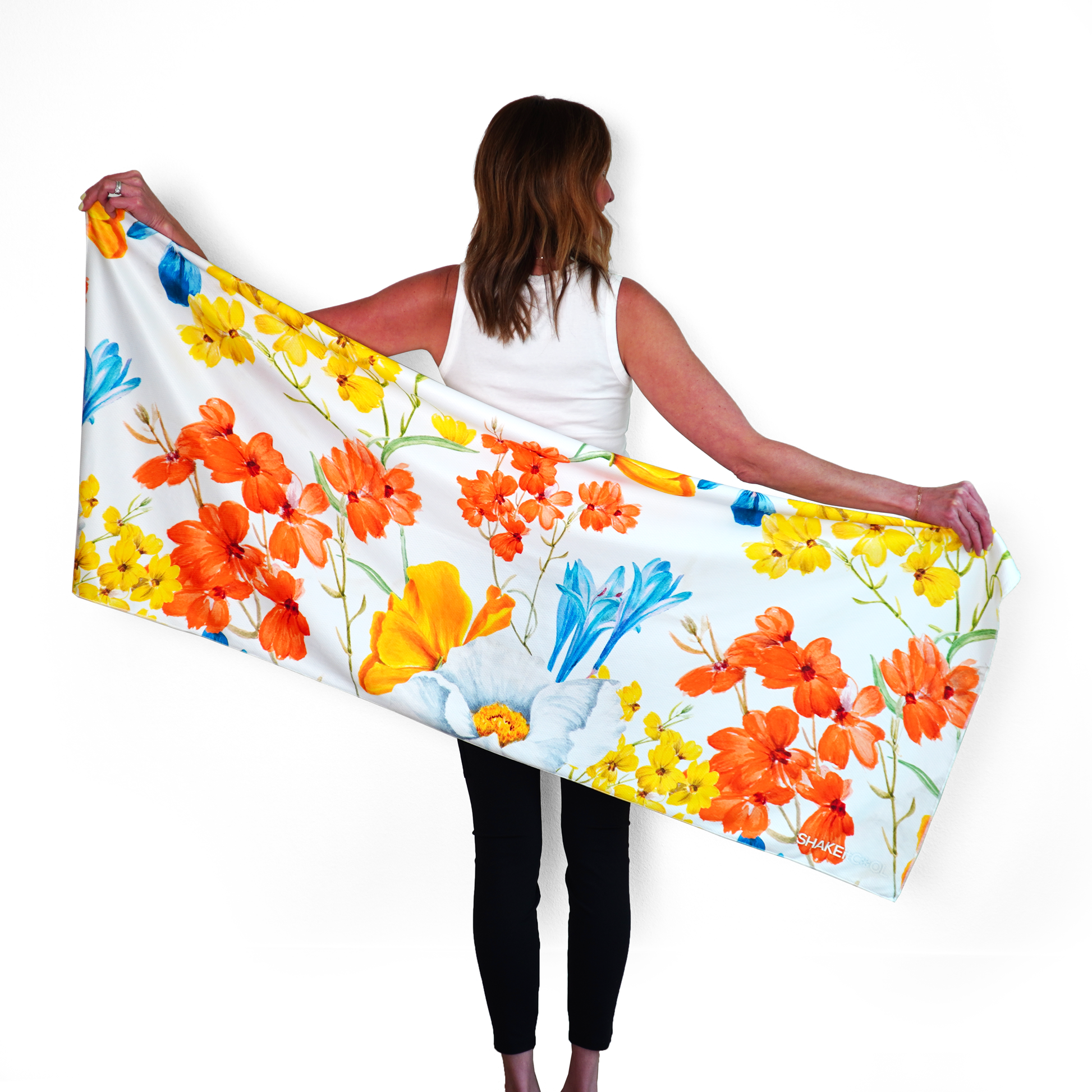 Large Cooling Shawl - Bright Flowers (60"x24")