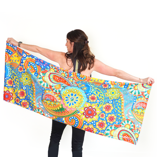 Large Cooling Shawl - Bright Paisley (70"x30")