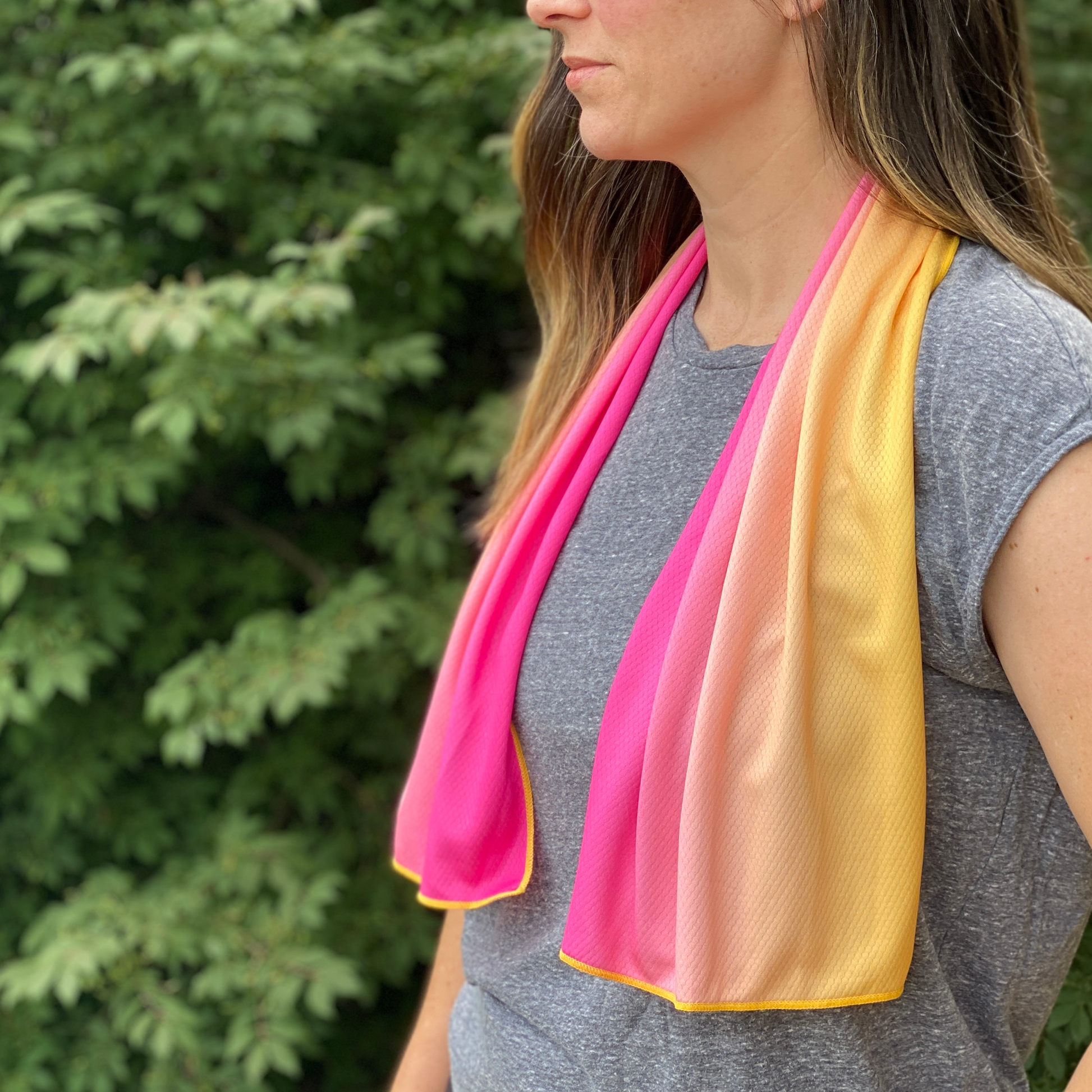 Extended Cooling Towel - Pink Orange Ombre (40"x12")