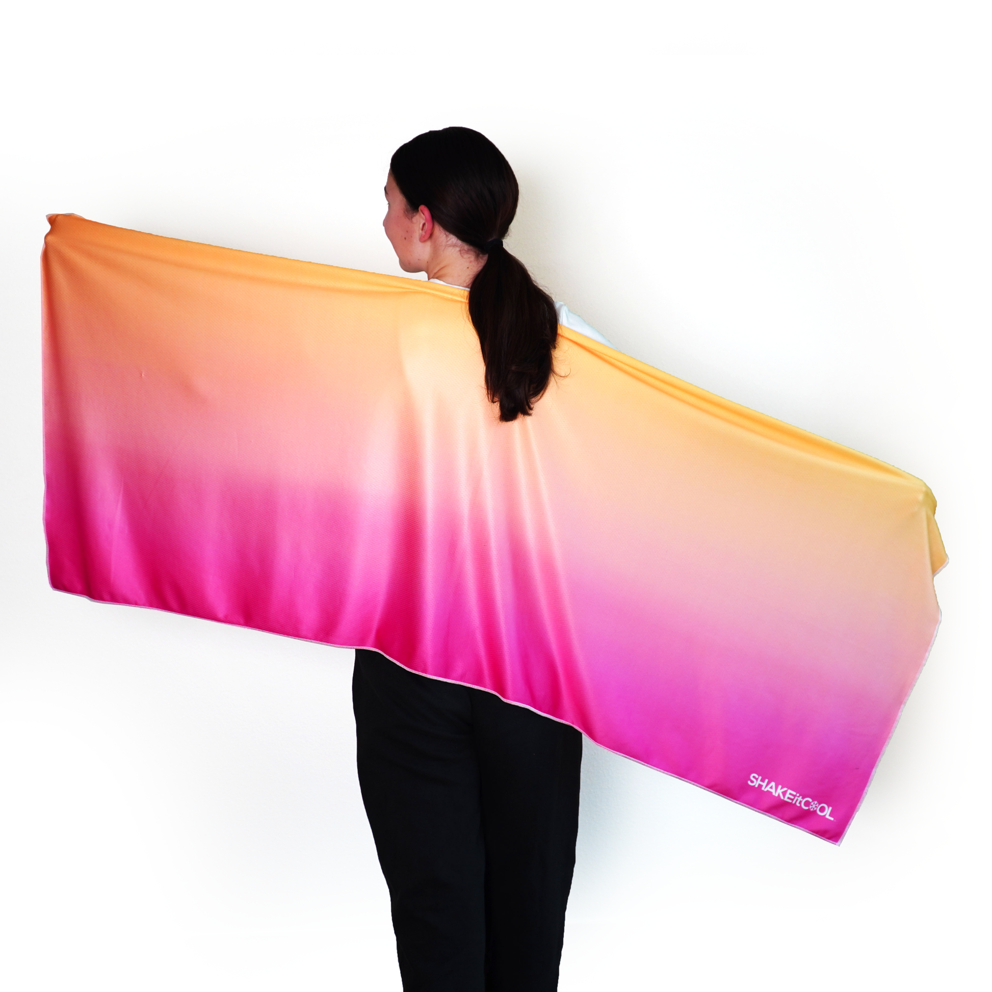 Large Cooling Shawl - Pink Orange Ombre (60"x24")