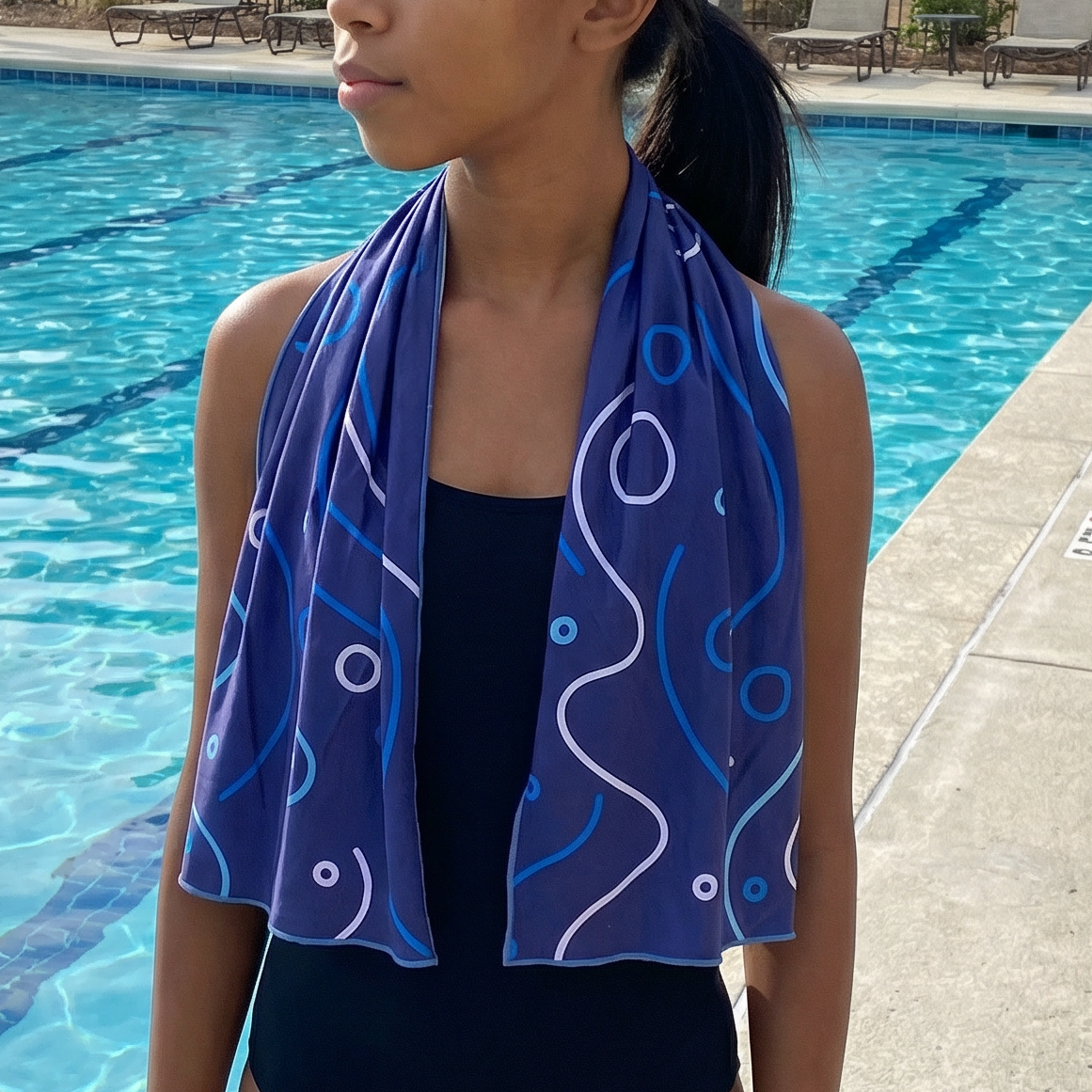 Extended Cooling Towel - Swim Bubbles (40"x12")